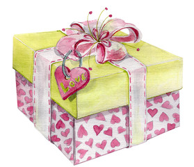 watercolor gift box - 142813529
