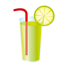 colorful realistic lemon freshness drink cocktail glass vector illustration