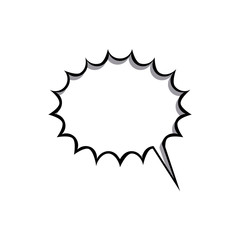 monochrome circular speech with sawtooth contour and tail vector illustration