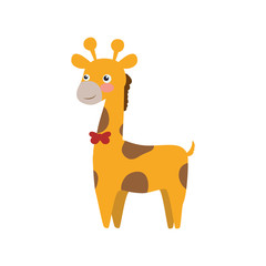 giraffe cartoon animal childish vector icon illustration