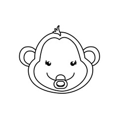 Obraz na płótnie Canvas monkey cartoon drawing animal vector icon illustration