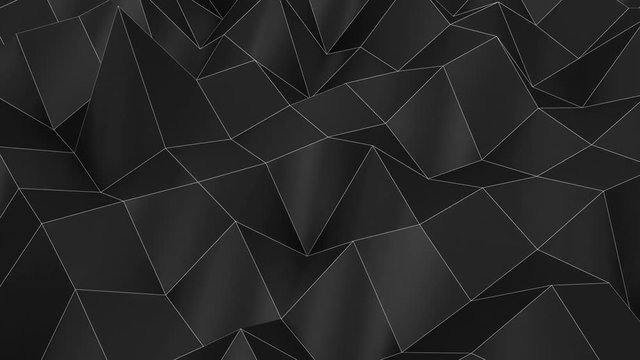 4K Abstract Black Fractal Geometric, Polygonal or Lowpoly Style Background