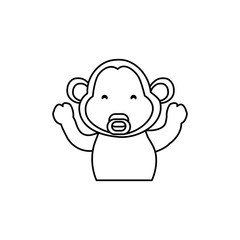monkey cartoon drawing animal vector icon illustration