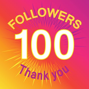 100 followers illustration with thank you