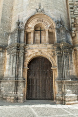 door of the church of Santa Maria in the Ronda town, Malaga, Spain