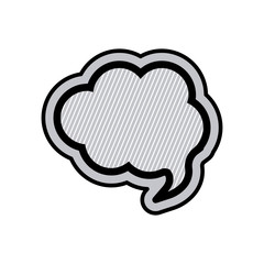 monochrome cloud speech and black outline with diagonal lines at background vector illustration