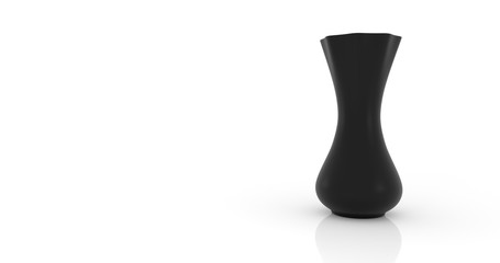 Empty black vase on white background.