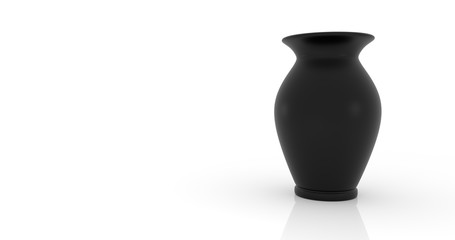 Empty black vase on white background.