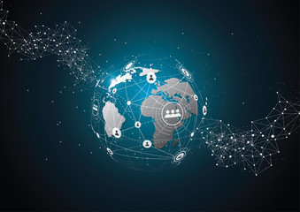 World map point, line, composition, representing the global, Global network connection,international meaning.