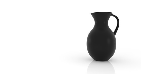Empty black vase on white background.