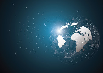 World map point, line, composition, representing the global, Global network connection,international meaning.