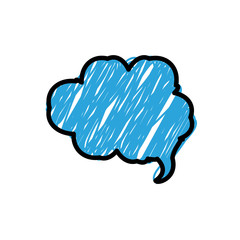 blue color pencil drawing silhouette of cloud speech vector illustration