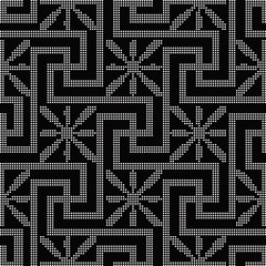 Halftone round black seamless background spiral cross line geometry