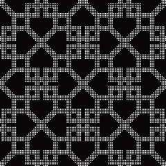 Halftone round black seamless background square cross frame check