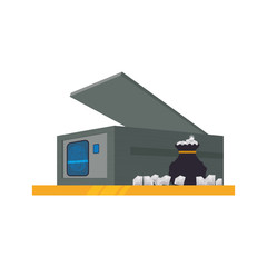 safe deposit strongbox fingerprint vector icon illustration