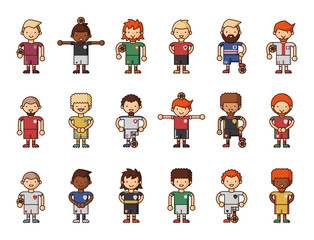 National Euro Cup soccer football teams vector illustration and world game player captain leader in uniform sport men isolated characters.