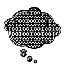 silhouette cloud speech with metal grid of background vector illustration