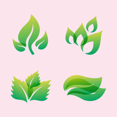 Fototapeta na wymiar Green leaf eco design friendly nature elegance symbol and natural element ecology organic vector illustration.