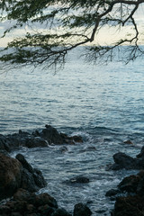 Swirling water by the shore in Hawaii
