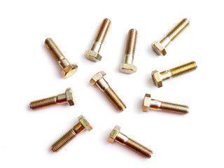 shiny metal bolts isolated on white background