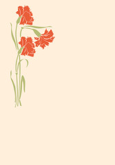 Kartka, retro, goździki, goździk © felicytka