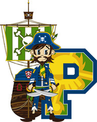 P is for Pirate Alphabet Learning Illustration