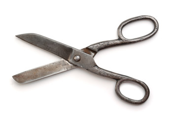 Top view of old scissors