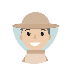 Beekeeper man icon, flat style. Character isolated on white background. Vector illustration, clip-art