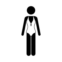 monochrome pictogram of woman in swimsuit vector illustration