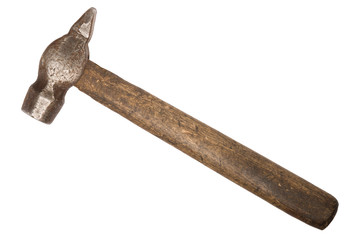 Old hammer isolated on white background 