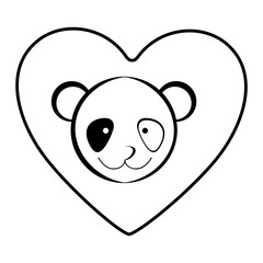 bear animal inside line heart, vector illustration