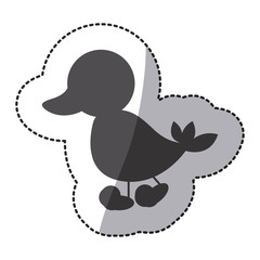 sticker silhouette beautiful cartoon duck , vector illustration