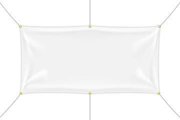 White textile banner mockup with folds