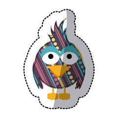 beautiful decorative cartoon bird with big ayes, vector illustration