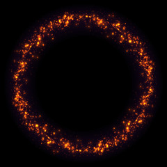 Fire Circle Frame. Abstract holiday background. Creative dynamic element, shiny space illustration. Christmas Magic Glittering Light. Shining Swirl Light. Vector Illustration