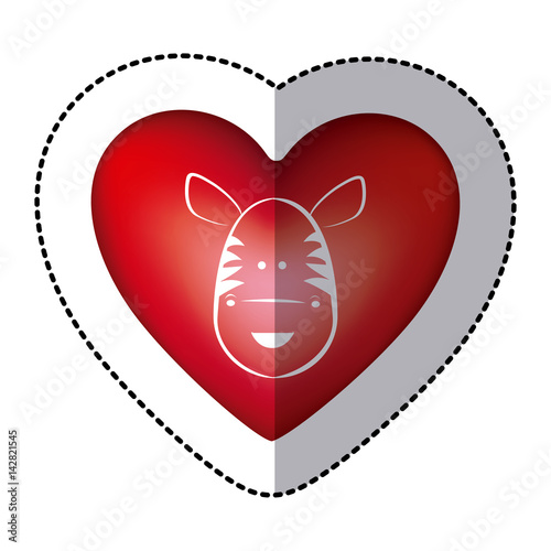 "sticker zebra animal inside red heart, vector illustration" Imágenes