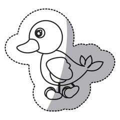 beautiful cartoon duck with big eyes, vector illustration