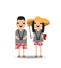 Chinese tourists Inbound tourism, vector illustration