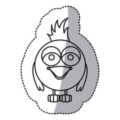 beautiful cartoon bird with big ayes, vector illustration