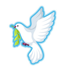 White dove of peace bears olive branch
