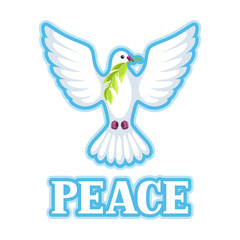 White dove of peace bears olive branch