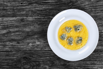 polenta with chunks of melted gorgonzola