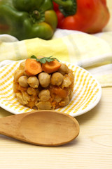 cooked chickpeas with peppers