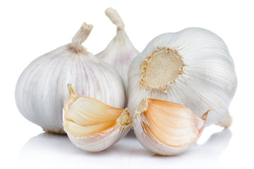 Ripe garlic vegatables with cloves isolated on white