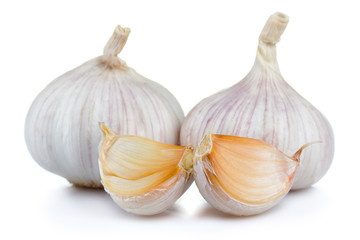 Ripe garlic vegatable with cloves isolated on white