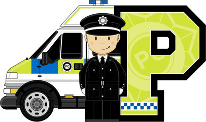 P is for Police Alphabet Learning illustration