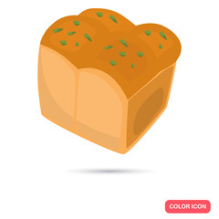 Salted bun with greens color flat icon for web and mobile design