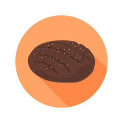 Loaf of black bread color flat icon for web and mobile design