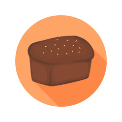 Loaf of black bread color flat icon for web and mobile design