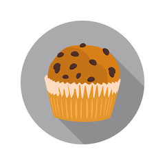 Cupcake with chocolate color flat icon for web and mobile design